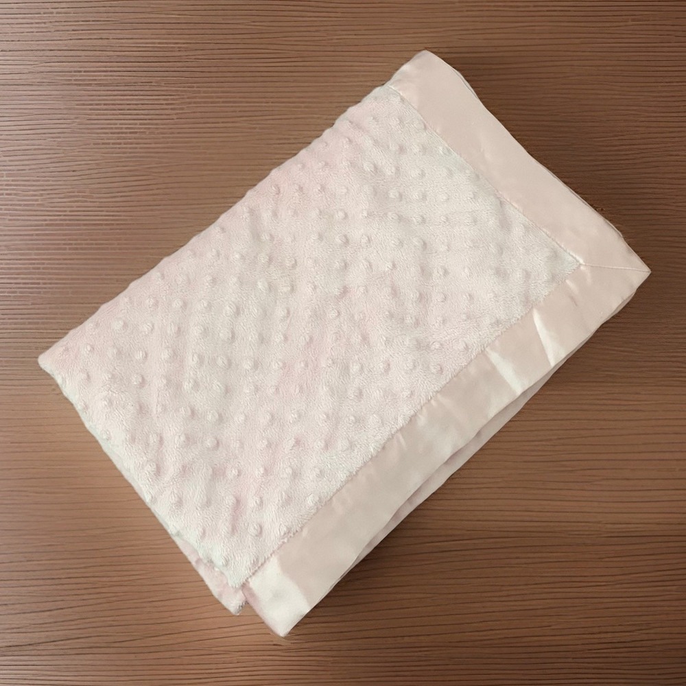 Baby Blanket Carters Just One Year Pink Minky Dot Satin Trim